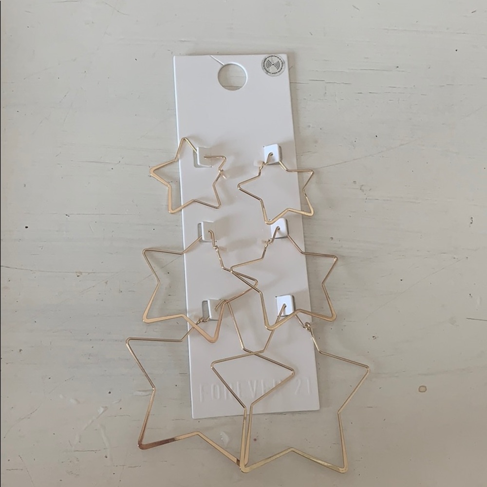 Gold Star Earrings Set of 3